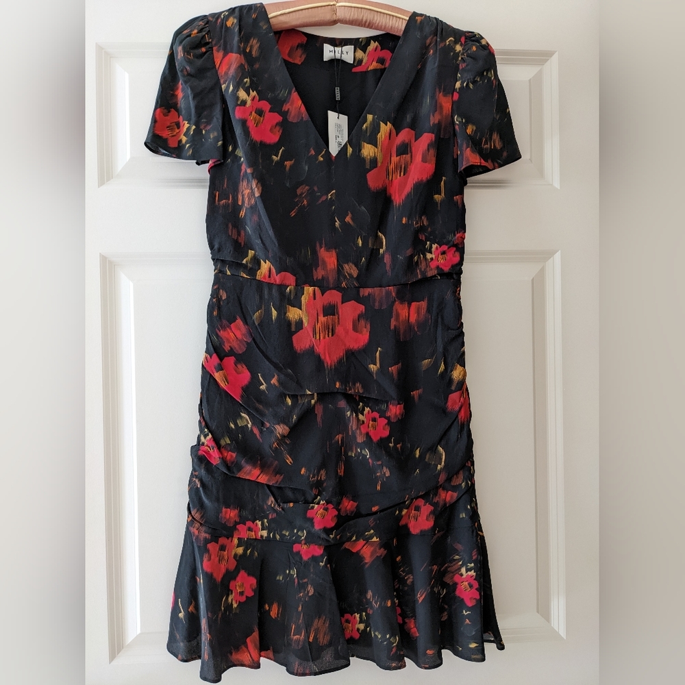 Milly dress Pam dark moody floral wiggle 8 NWT sexy Bodycon